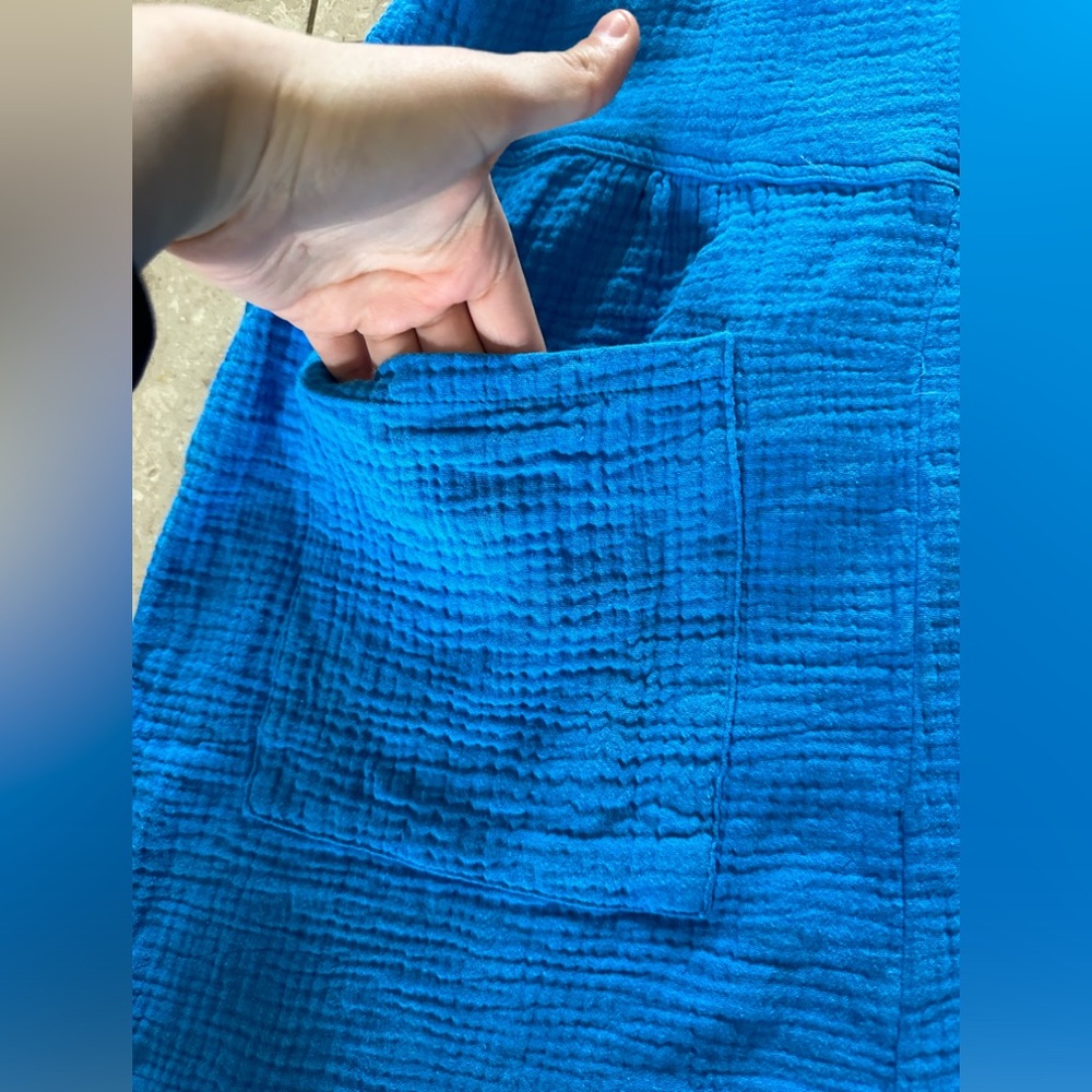 NWOT Pink Lily Guaze Cotton Blue Overall Romper Womens size XL - Picture 4 of 4